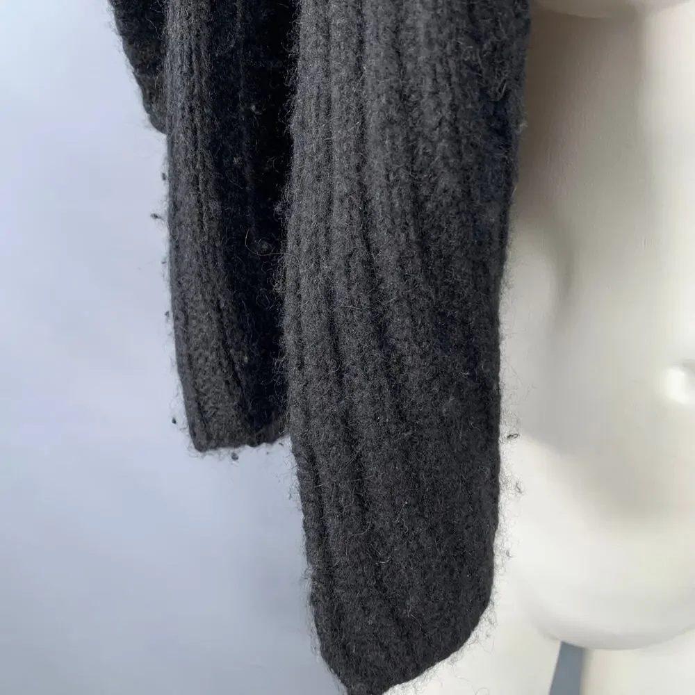 JARBO Size 0 Black Alpaca Blend Knit Shawl Collar Open Front Shrug Cardigan